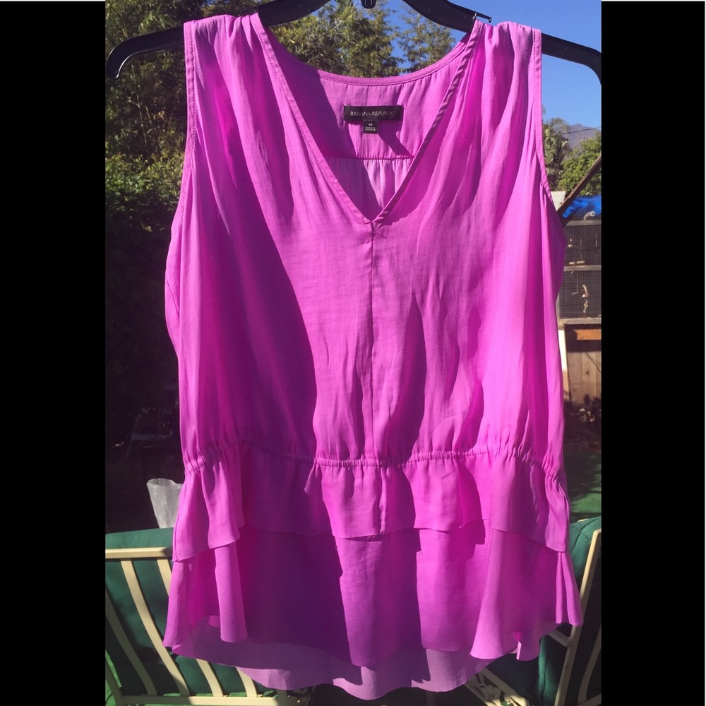Banana Republic Top Layered Elastic Waist Hot Pink